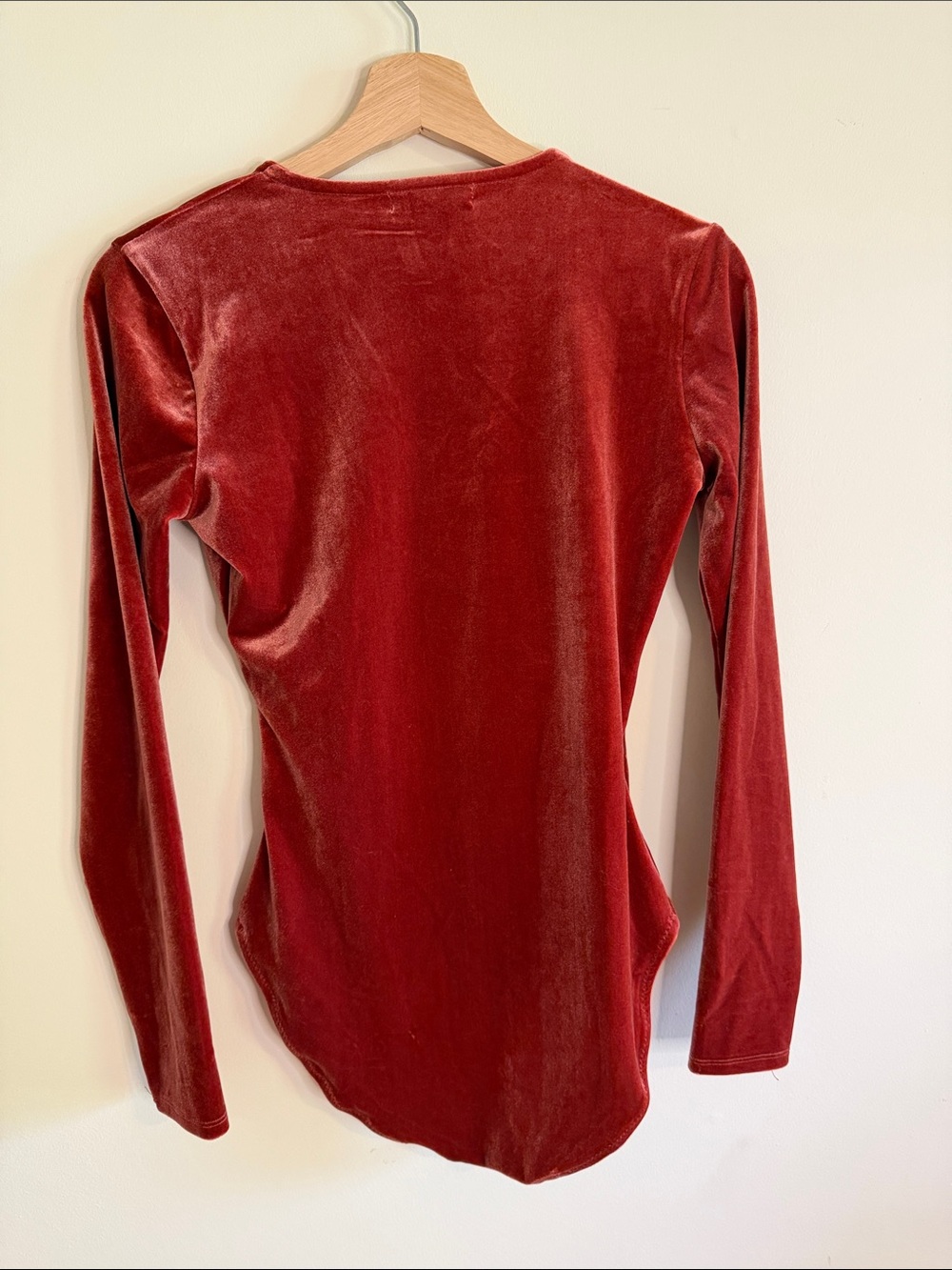 Madewell Velvet Wrap Bodysuit in Deep Red - Picture 6 of 7